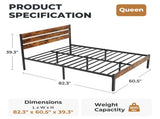 Metal Platform Bed Frame with Headboard & Footboard - No Box Spring Needed, 800LBS Sturdy Wooden 78036191