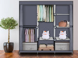 71 Inch Gray Portable Clothes Closet, Non-Woven Fabric Steel Tube PP Plastic Storage Wardrobe with 8 09487677