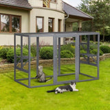Spacious wooden cat cage with waterproof roof with adjustable pedals suitable - gray black W2181P151919