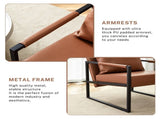 Set of 1 Classic Brown PU Leather and Metal Frame Sofa -Ergonomically designed, a perfect blend of W3875P378627