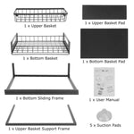 ZUN 2 Tier Under Sink Organizers Pull Out Under Cabinet Basket Storage Shelf Sliding Drawer for Kitchen 06715609