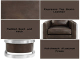 Betla Espresso Top Grain Leather & Aluminum Accent Chair B2726P457630