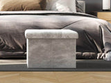 15-inch Velvet Tufted Storage Ottoman, Footrest, or Linen Chest Gray 29773977