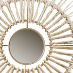 ZUN Round Natural Fiber and Mirror 3-piece Wall Decor Set B03598788