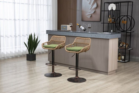 ZUN COOLMORE Modern Swivel Bar Stools Set of 2 Adjustable Counter Height Chairs with Footrest for W39594822