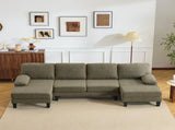 U-Shaped Convertible Sectional Sofa with 2 Chaise Lounges, 4-Seater Modular Couch with Removable & 04004595