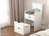 Dressing Table and Stool, 3-in-1 Multifunctional Dressing Table Set, Featuring Three-color Lighting W5252P447369