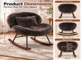 25.59"W x 33.66"D x 29.53"H Indoor Plush Rocking Chair, Soft Fluffy Lounge Rocker with Black Metal 00955809