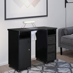 ZUN MDF Double Cabinet 3 Drawers 1 Door With Fan Manicure Table Black 33888611