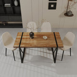 59" MDF natural wood table and modern chair set of 4 pieces, medieval wooden kitchen 53836239