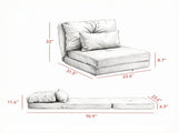 Beige Convertible Floor Sofa Bed No Assembly Required Folding Upholstered Couch, Adjustable 92641017