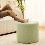 ZUN Round Teddy Fleece Ottoman with Soft Padded Seat, Multi-Functional Footrest, Vanity Chairs for 89970944