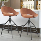 2pcs hollow backrest PU spray-coated bent iron feet bar stool brown with swivel 59533108