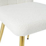 ZUN Modern White teddy wool dining chair, upholstered chair with fabric accent side chair with W210127517