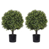 2PCS Set 22in Artificial Trees Natural Topiary Boxwood Ball Artificial Plants Evergreen Potted 75813019