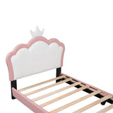 Twin size Upholstered Princess Bed With Crown Headboard,Twin Size Platform Bed with Headboard and N733P180807H