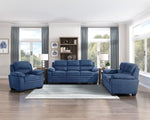 ZUN Comfortable Plush Seating Sofa 1pc Modern Blue Textured Fabric Channel Tufting Solid Wood Frame B011133629