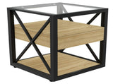 1 piece Modern End Table with Drawer - Nightstand for Bedroom & Living Room, Natural Wood MDF & W241P246913