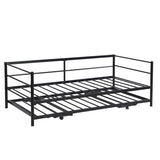 Twin Size Metal Daybed with Adjustable Trundle, Pop Up Trundle, Black 55665672