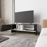Rock Point Entertainment Center with a Door and Open Storage, Stained Walnut and White B128P263717
