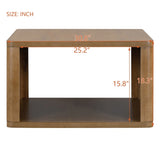 Square Coffee for Living Room in Natural Farmhouse Coffee with Storage,2-Tier Center N735P242918N