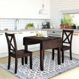 3-Piece Wood Drop Leaf Breakfast Nook Dining Table Set with 2 X-back Chairs for Small Places, 09982009