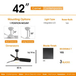 ZUN 42 Inch Indoor ABS Ceiling Fan With 6 Speed Remote Control Dimmable Reversible DC Motor With Light W882140935