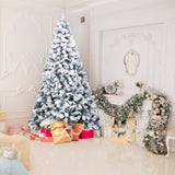 8 FT Snow Flocked Hinged Christmas Tree, Unlit Artificial Christmas Pine Tree with 1300 Branch Tips 57349346