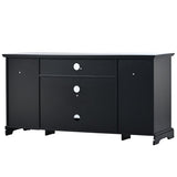 ZUN U-Can TV Stand for TV up to 65in with 2 Tempered Glass Doors Adjustable Panels Open Style Cabinet, WF287841AAB