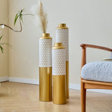 Floor metal vase modern style decoration droplet shaped white metal vase 3-piece set gorgeous W2796P290484