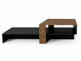 2-Tier Modern Geometric Coffee Table Engineered Wood Low Center Table with Storage Shelf, Waterproof 47020123