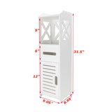 ZUN Waterproof Single Door Two Tier Bathroom Cabinet White 70138530