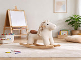 Wooden Ride-On Rocking Horse with Realistic Sound & Rocking Limiter, Plush Baby Rocker for Toddlers 36705733