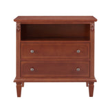 Open Space and 2 Drawers Dresser Nightstand with Charging Station, Farmhouse End Table with USB W1693P216935