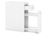 Slim Bathroom Storage Cabinet with Caster Drawer, Raised Edge Top Shelf Anti-Fall Organizer-White 00552411