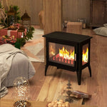 ZUN 1000W/1500W 24" Electric Fireplace Stove, Freestanding Fireplace Heater with Realistic Flame, 97024038