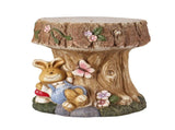 16.93" Sculptures Garden Statues, Rabbit Tree Stump Stool Garden Statue, Magnesium Oxide Stone W6572P574576