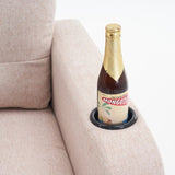 Beige Upholstered Armchair and Storage Ottoman Set - Comfortable Single Sofa with Cup Holders and 26067518