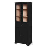 67.2" Tall Bathroom Storage Cabinet with Tempered Glass Doors, Adjustable Shelves & Drawer Modern 56623098