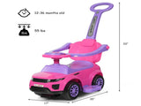 3-in-1 Kids Ride On Push Car for 12-36 Months Removable Handle Anti-Roll Board Horn Music Pink 13233134