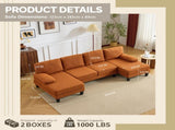 U-Shaped Convertible Sectional Sofa with 2 Chaise Lounges, 4-Seater Modular Couch with Removable & 78335151