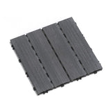 Patio Floor Tiles Pack of 11 WPC Wood-Plastic Composite Patio Deck Tiles DIY Interlocking Decking W206P201287