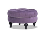 Dawn Tufted Round Ottoman Nailhead Accents, Purple Velvet B2719P238412