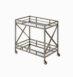 Kristensen Mirrored & Antique Gold Finish Serving Cart B2726P287299