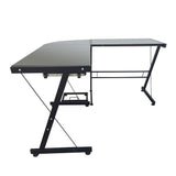 ZUN L-Shaped Durable Stalinite Splicing Computer Desk 402C Black 77159761