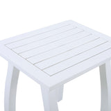 SELMA Acacia wood Accent Side Table in White PU, Weather-Resistant Rectangular End Table for Patio, N770P248135W