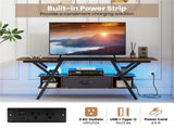 55" LED Light-Up TV Stand - 16 Colors4 Modes, Built-in Charging Station , Rustic 27863091