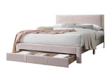 Contemporary 1pc Queen Size Bed w Storage Drawer Light Pink Corduroy Texture Design Platform B011P238967
