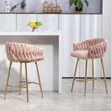 ZUN 26'' Counter height bar stools Set of 2 kitchen island counter bar stool with hand- wave back,golden W2215P184990