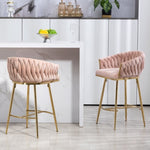 ZUN 26'' Counter height bar stools Set of 2 kitchen island counter bar stool with hand- wave back,golden W2215P184990